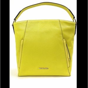 NWT Michael Kors Evie Large Leather Hobo Shoulder Bag (Sunshine)